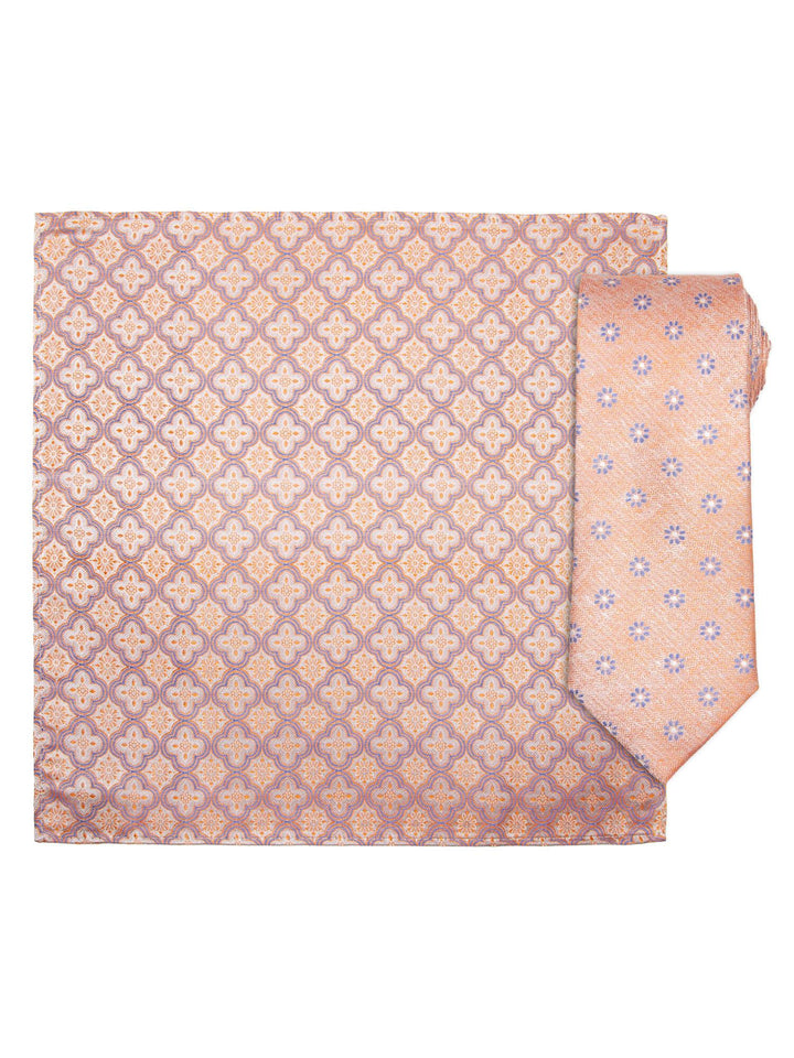 Santi silkeslips med lommetørkle  Orange