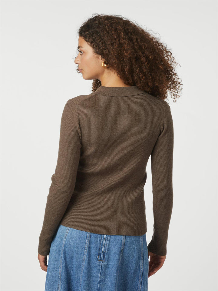 Panama knit blouse  Brown Melange