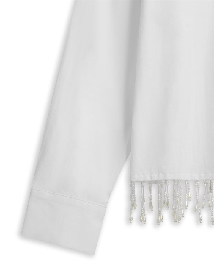 Fringe Pearl Shirt  White