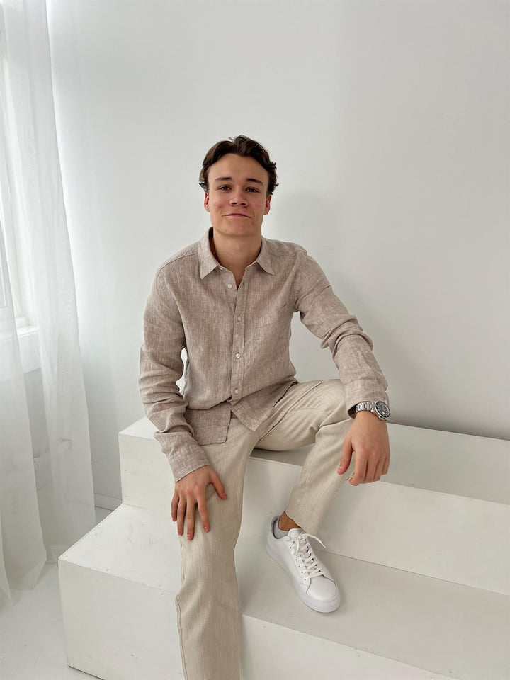 Slim LS Linen Melange Shirt  Batique Khaki