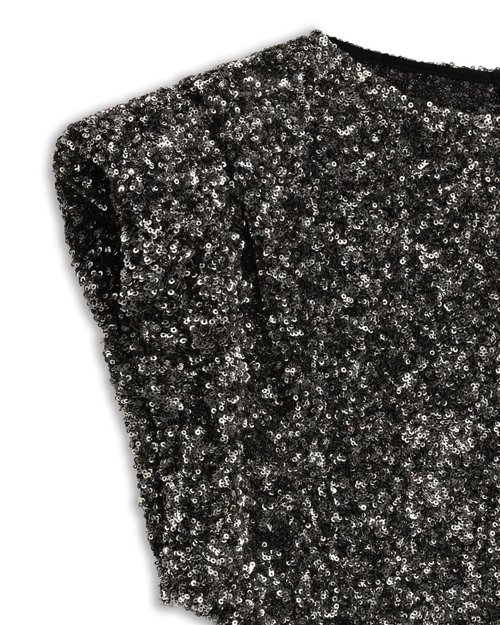 Sunset Sequin Top  Antique Silver