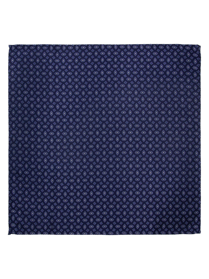 Santi silkeslips+lommetørkle mønstret sett beige  Navy