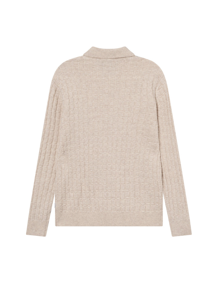 Gustav Squared Structure Polo Knit  Light Sand Melange