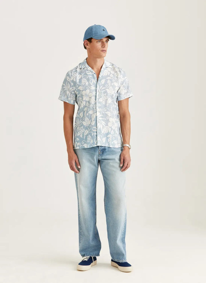 Tropical Short Sleeve Shirt-Classic Fit  Light Blue