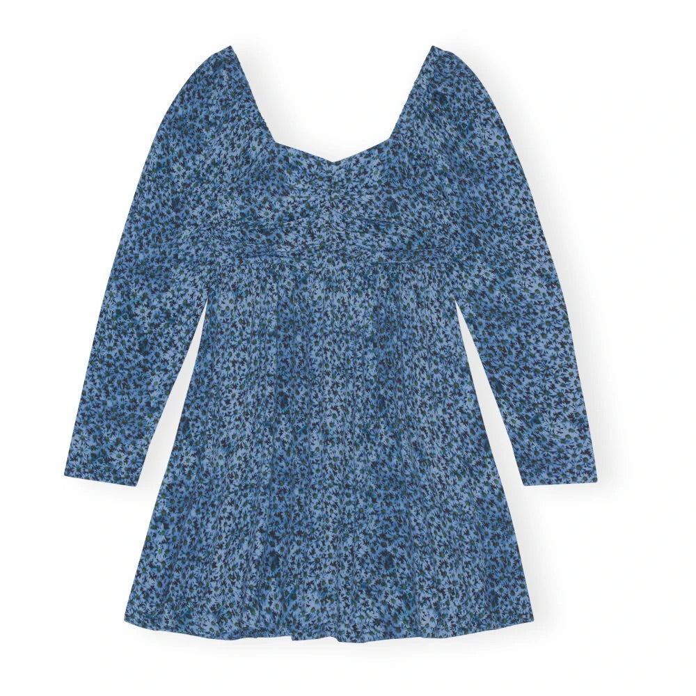 PRINTED CREPE MINI DRESS 495 Ice Water