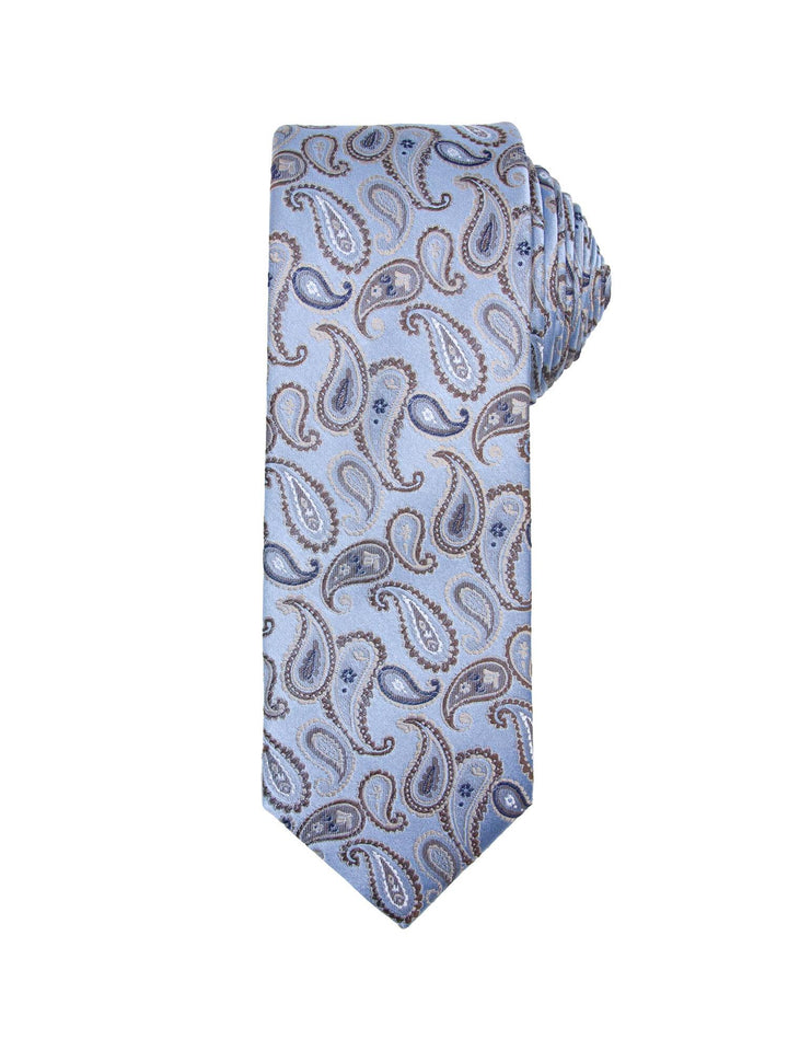 Santi silkeslips+lommetørkle mønstret sett beige  Paisley Beige