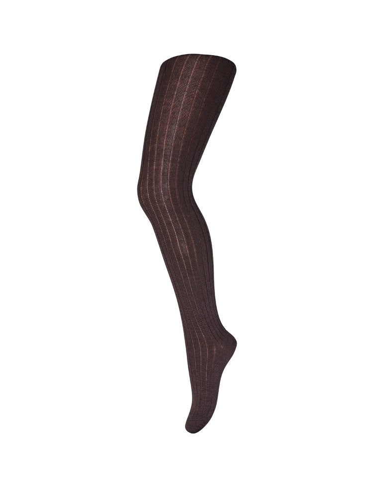 WOOL RIB TIGHTS Brown Melange