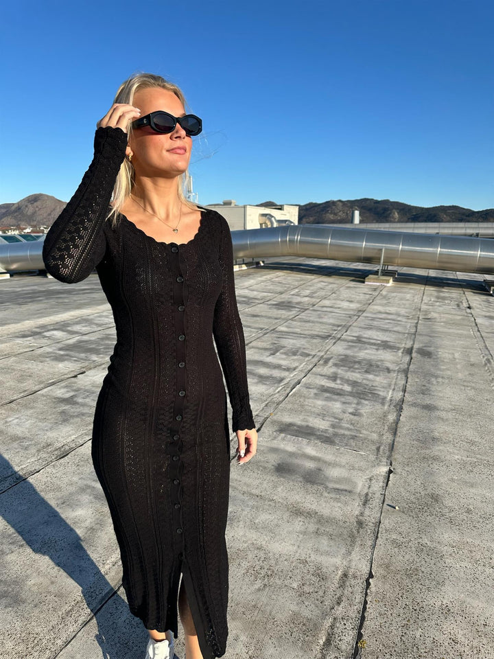 Kelp Crochet Dress  Black