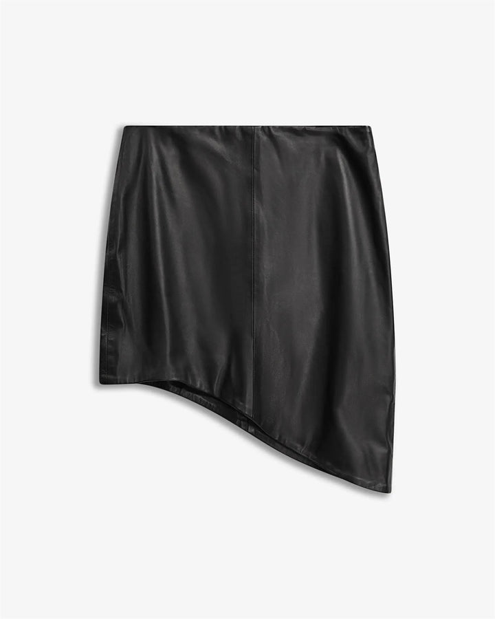 ASSYMETRIC LEATHER SKIRT  Black
