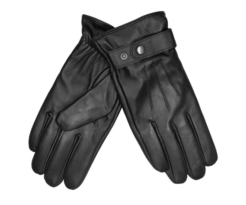 Hanske skinn m/knapp Black