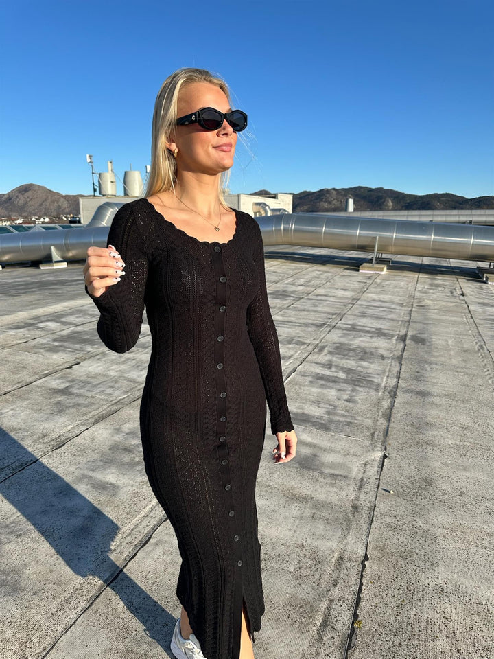 Kelp Crochet Dress  Black