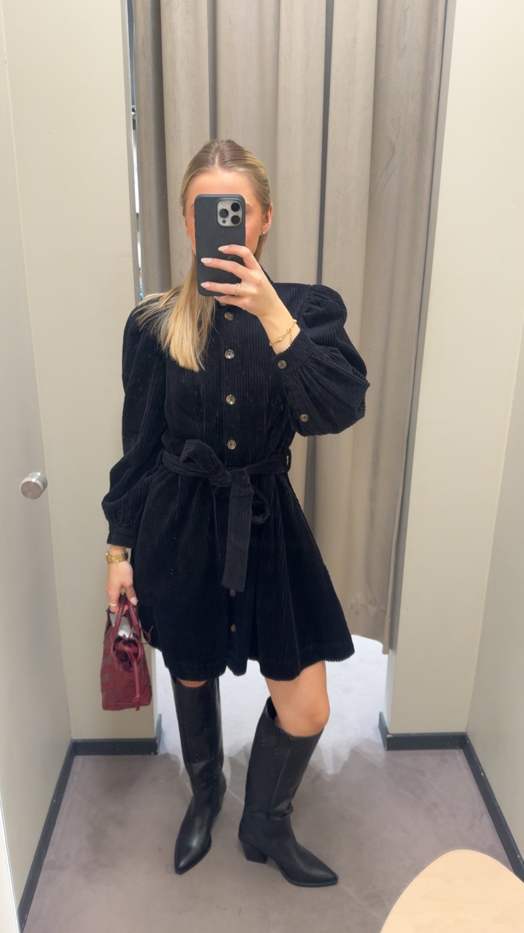 Corduroy Mini Dress  Black