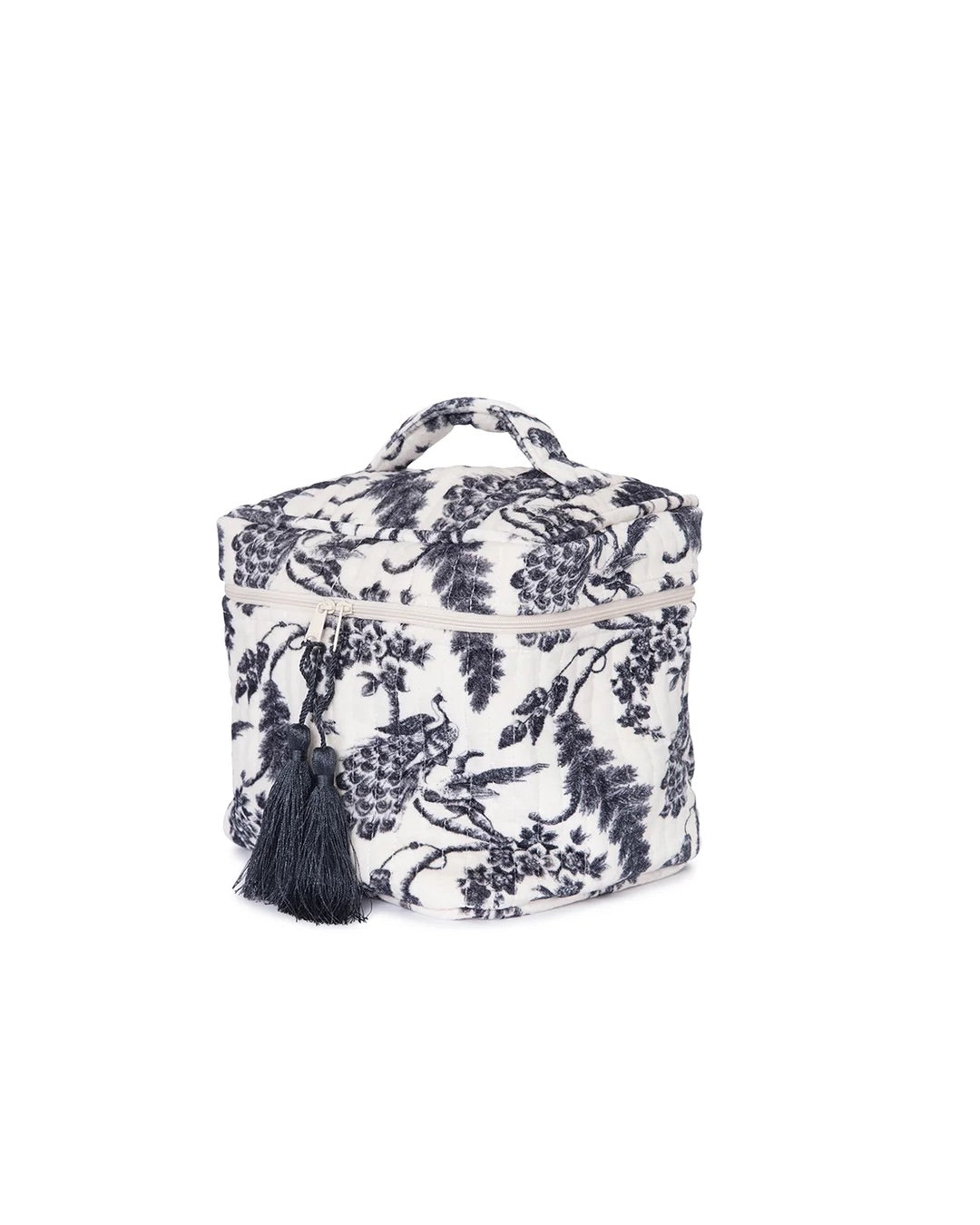 Beauty Bag Velvet Vintage Blue Bird