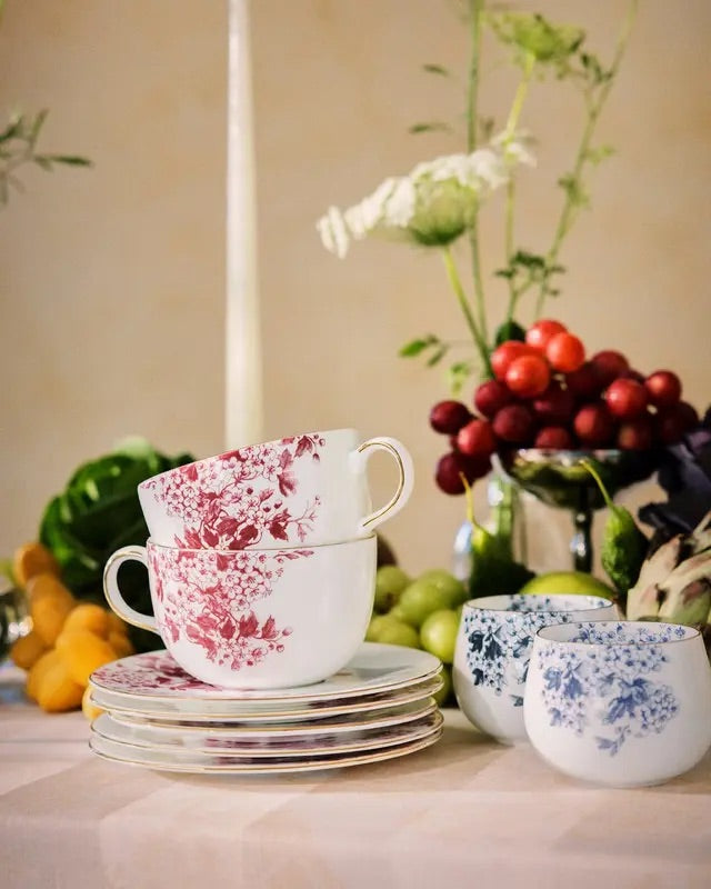 TEA CUP AND SAUSER  Burgundy