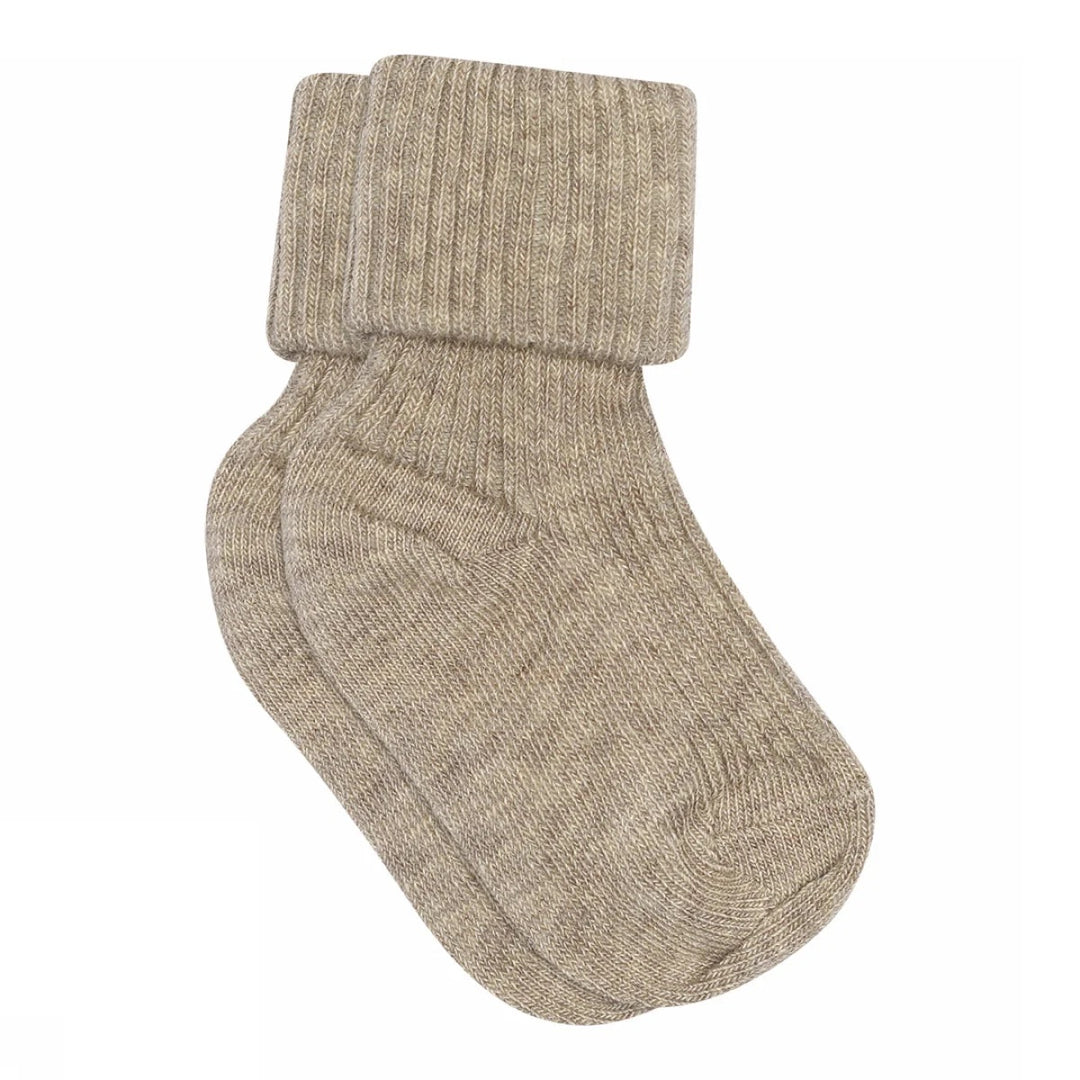 COTTON RIB BABY SOCKS Light Brown Melange