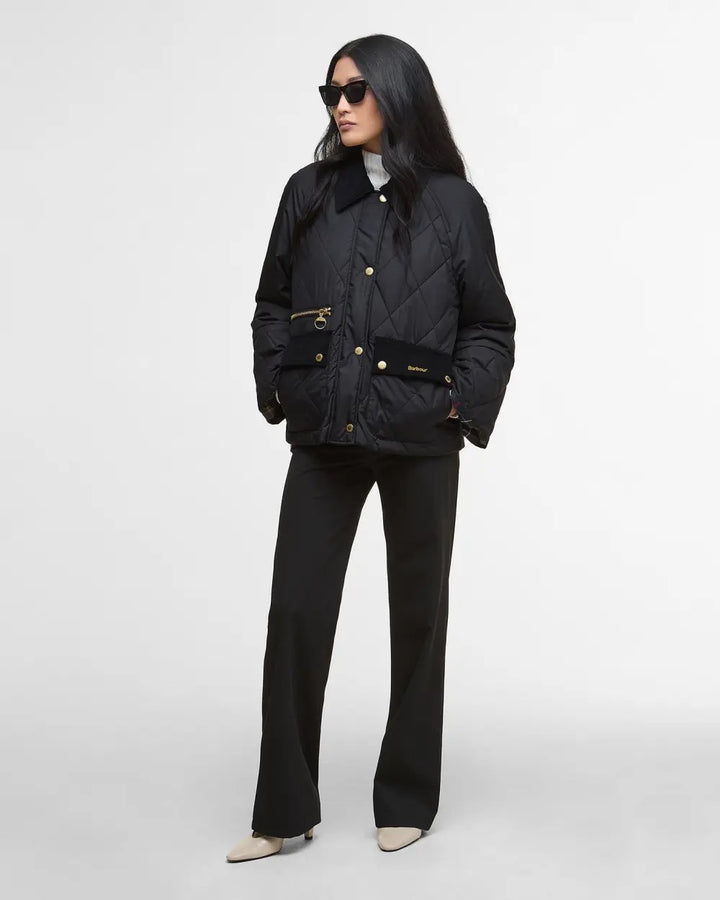 Martha Quilted Jacket  Black/Classic Tartan
