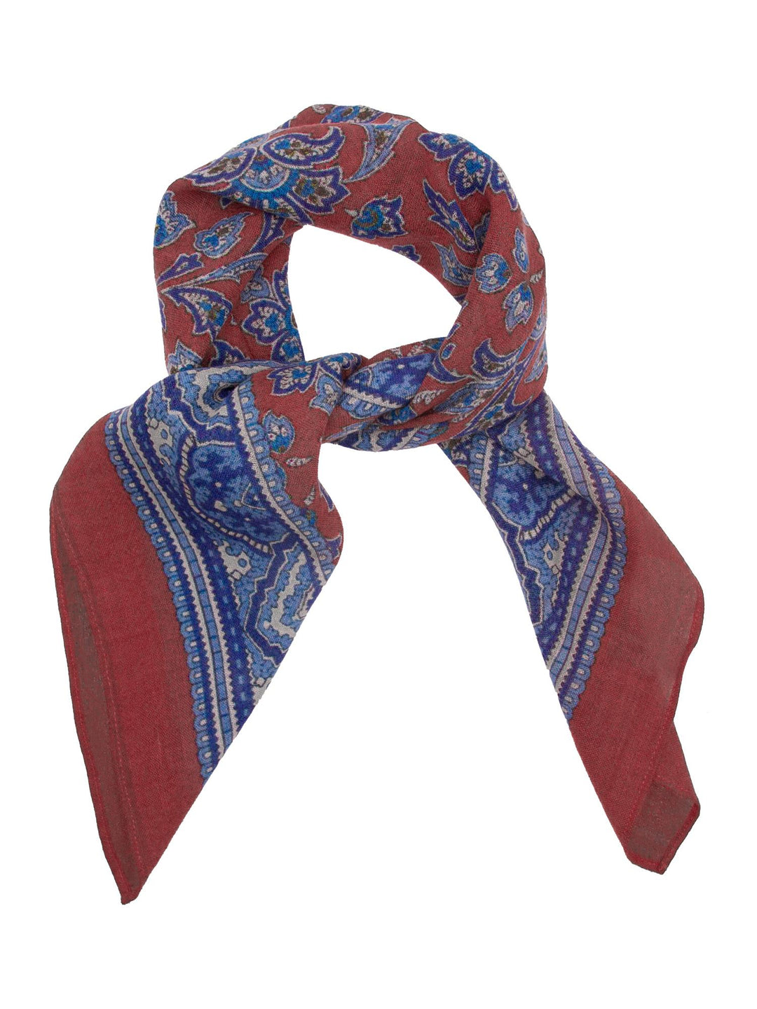 Skjerf paisley ull 60x60 Rust