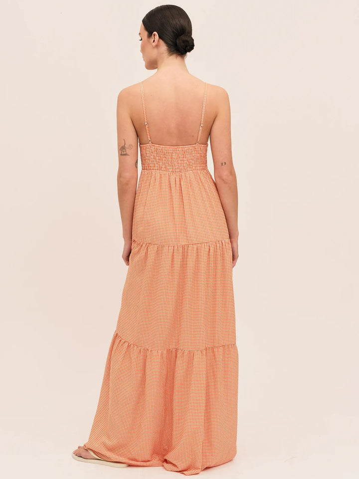Mari Long Dress  Clay Checked