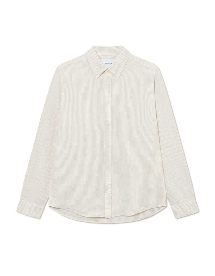 Kristian Linen B.D. Shirt  Light Ivory/Walnut