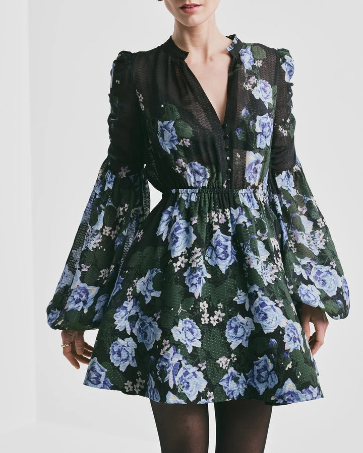 Georgette V-Neck Dress  Amadora