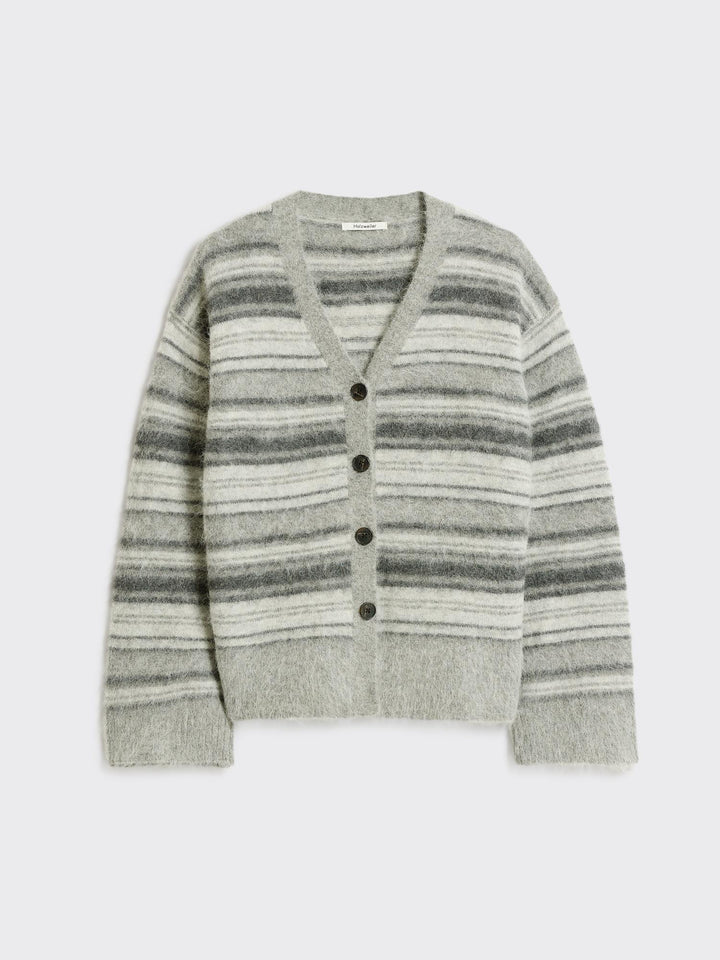 Fluffy Stripe Cardigan  Grey Stripe