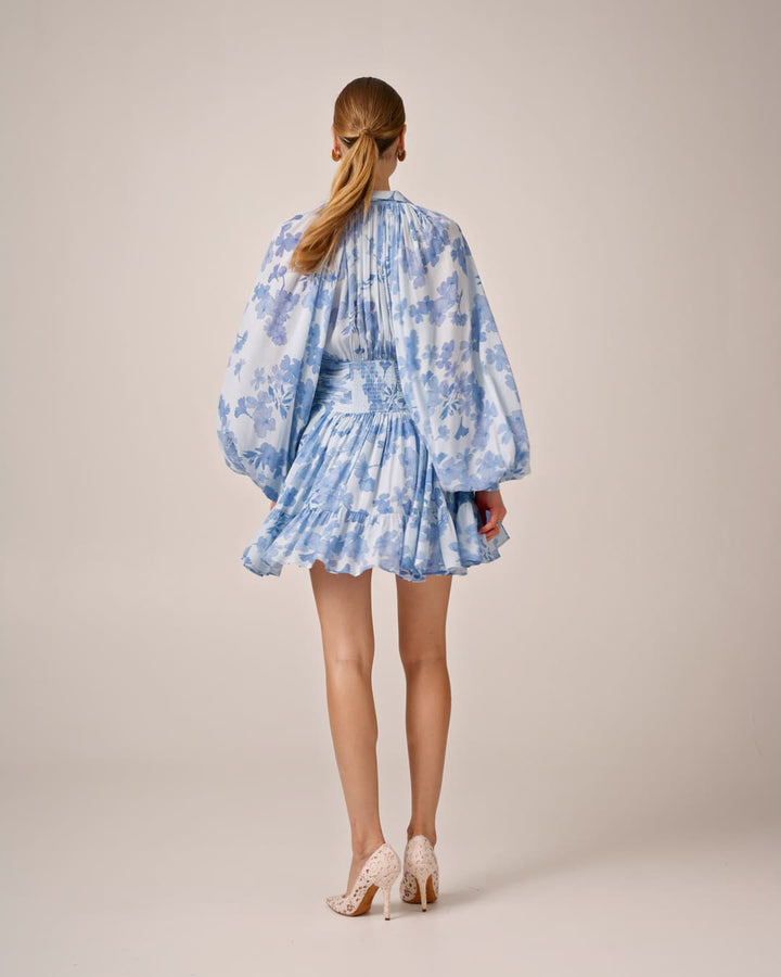 Chiffon Mini Dress  Skye Blue