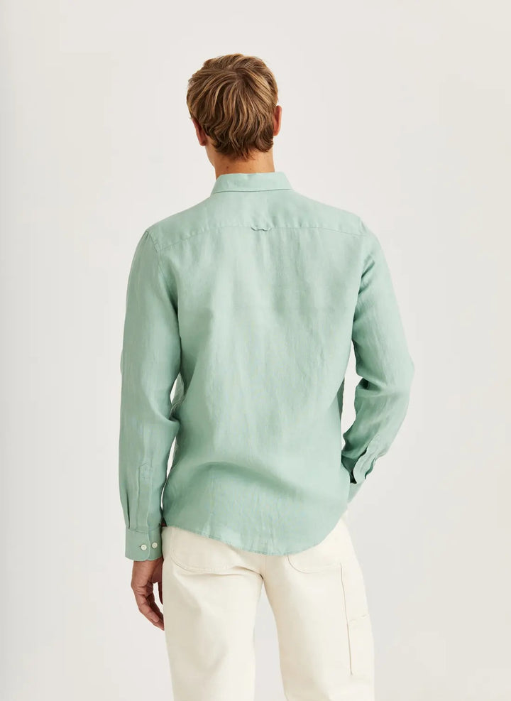 Douglas Linen Shirt-Classic Fit  Green