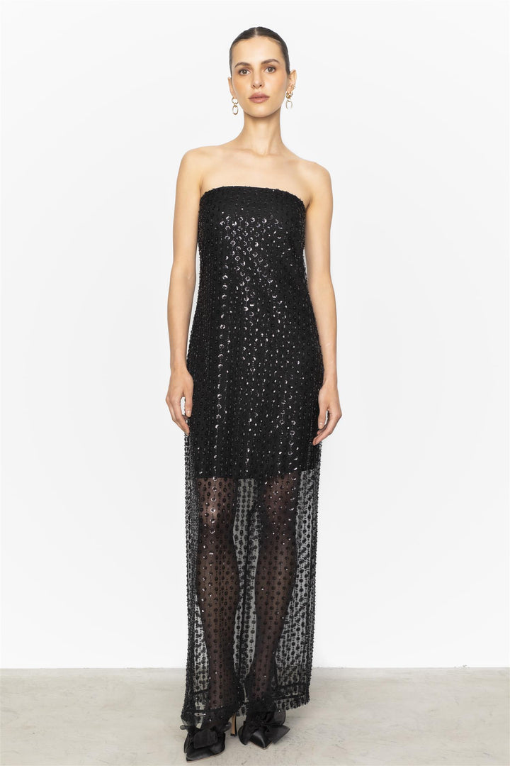 Giovanna Beaded Dress  Black