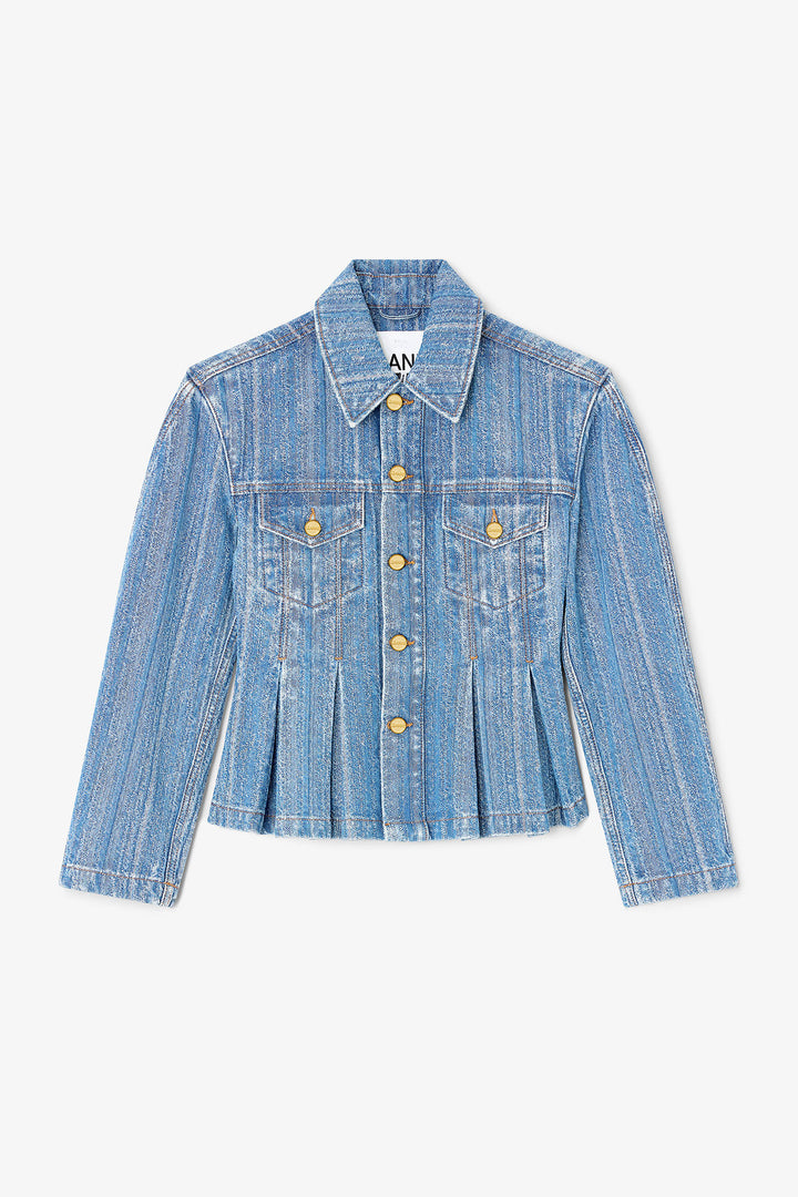 Structured Denim Fitted Jacket  Mid Blue Stone