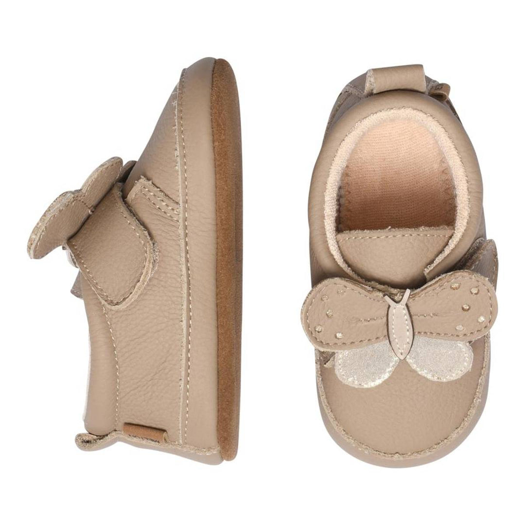BUTTERFLY LEATHER SLIPPERS Natural