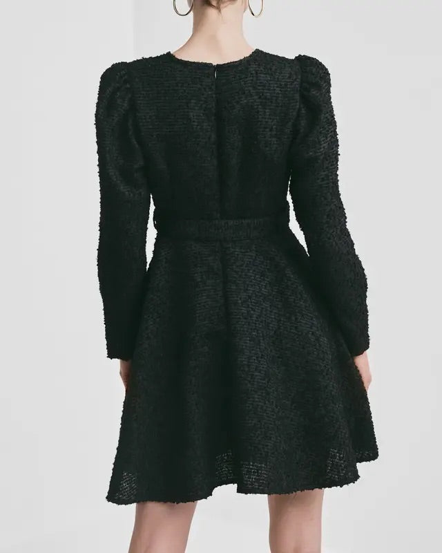 BOUCLE BELT DRESS  Black