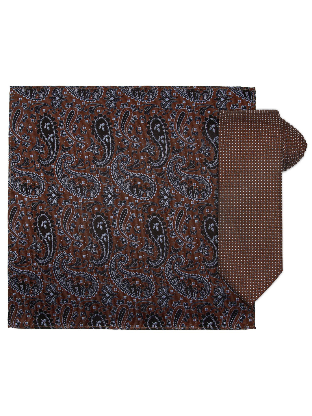 Santi silkeslips+lommetørkle mønstret Cognac