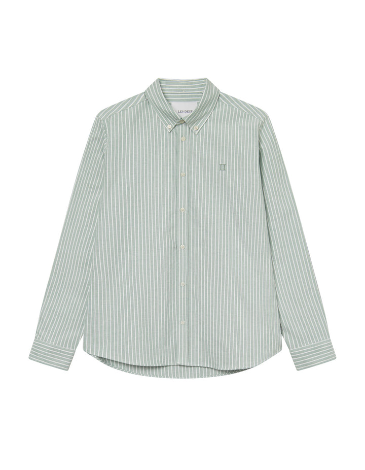 Konrad Striped Oxford Shirt  Juniper Green