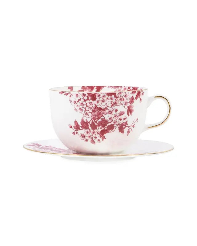 TEA CUP AND SAUSER  Burgundy