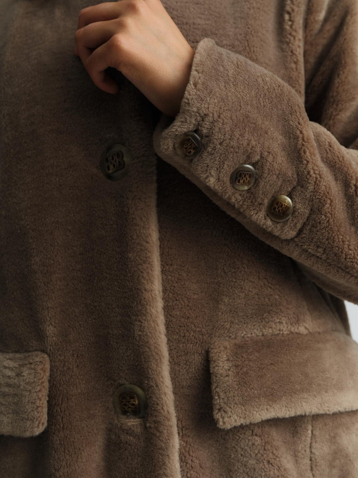 Emma Shearling Coat  Mole Brown