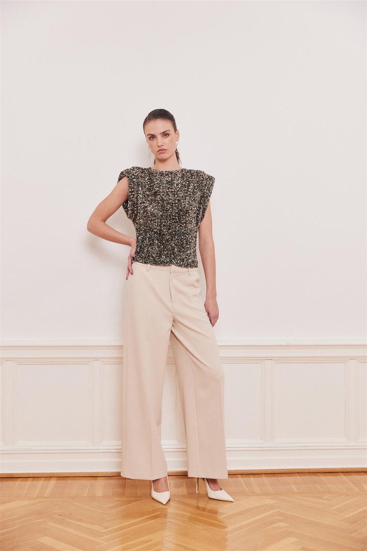 Sunset Sequin Top  Antique Silver