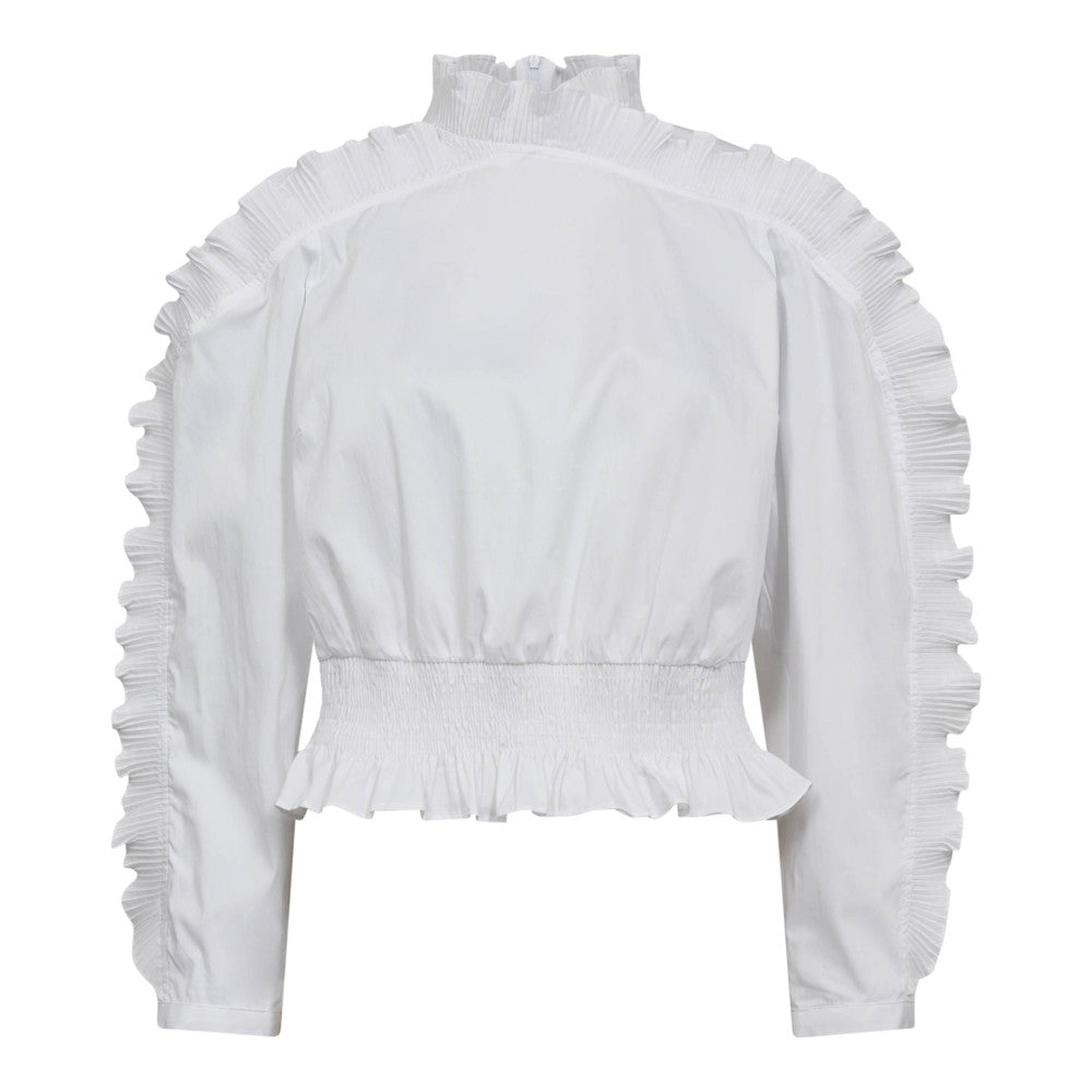 SannaCC Ruffle Smock Blouse  White