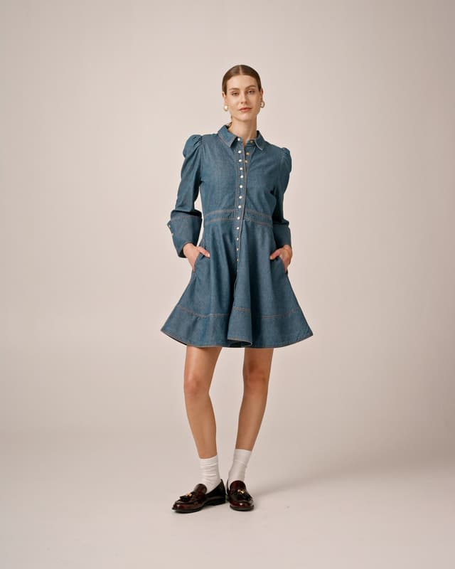 Denim Mini Dress  French Blue