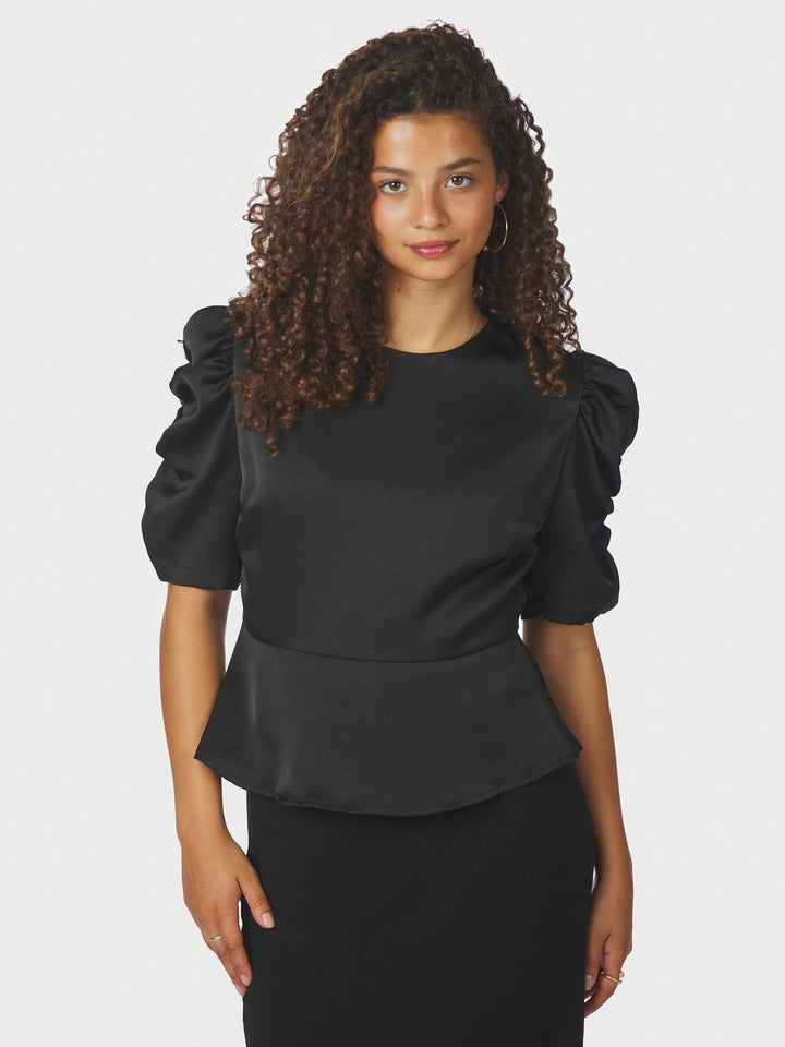 Benua Heavy Sateen Blouse  Black