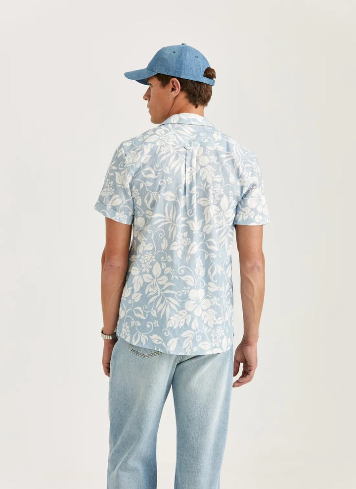 Tropical Short Sleeve Shirt-Classic Fit  Light Blue