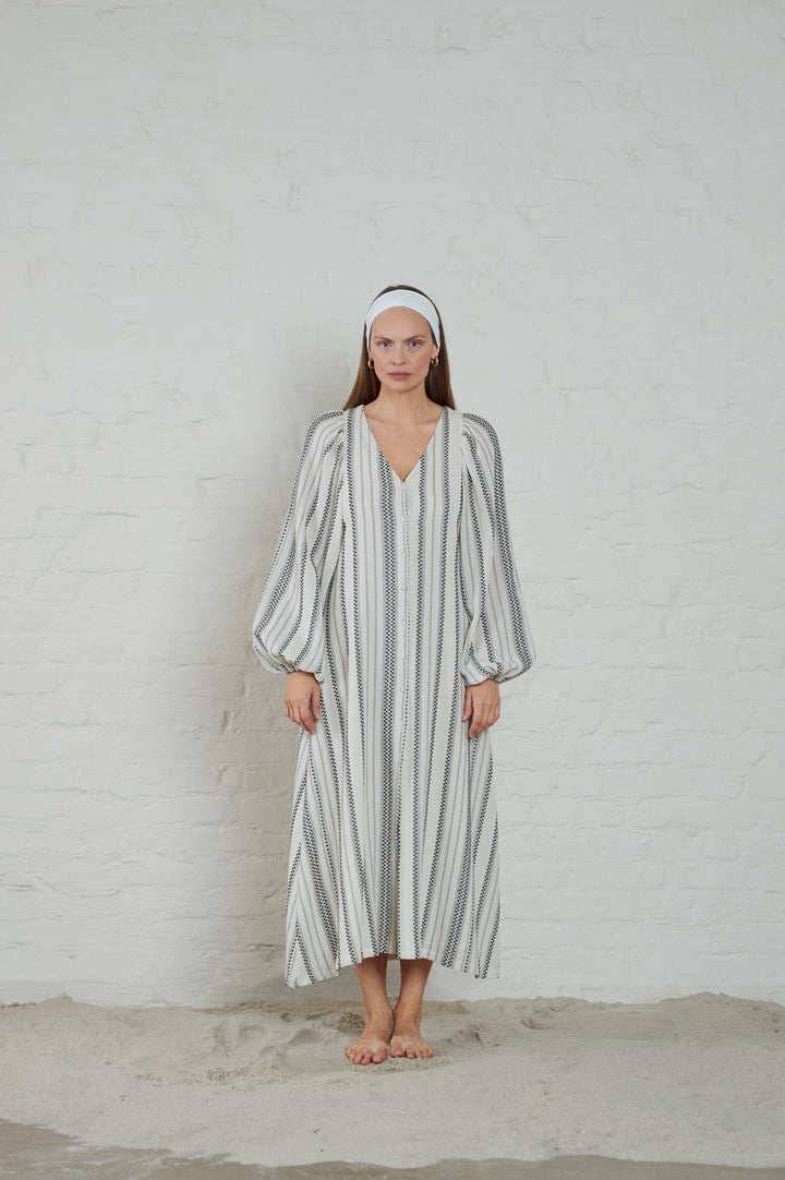 MILLA Striped Gauze  Ecru/Black