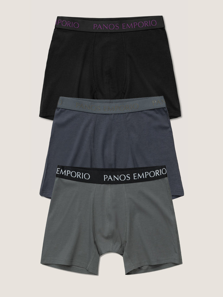 3pk Base Bamboo Boxer  Black/Asphalt/Steel Grey
