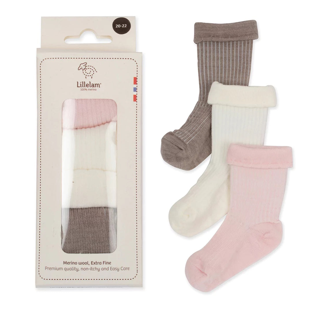 3 PK ULLSOKK Rosa