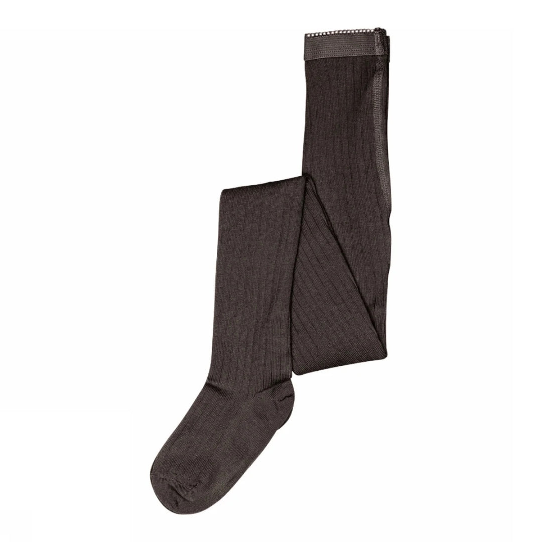 RIB WOOL TIGHTS Dark Brown