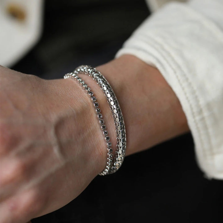 MEN´S TENNIS BRACELET RHODIUM  Black Diamond
