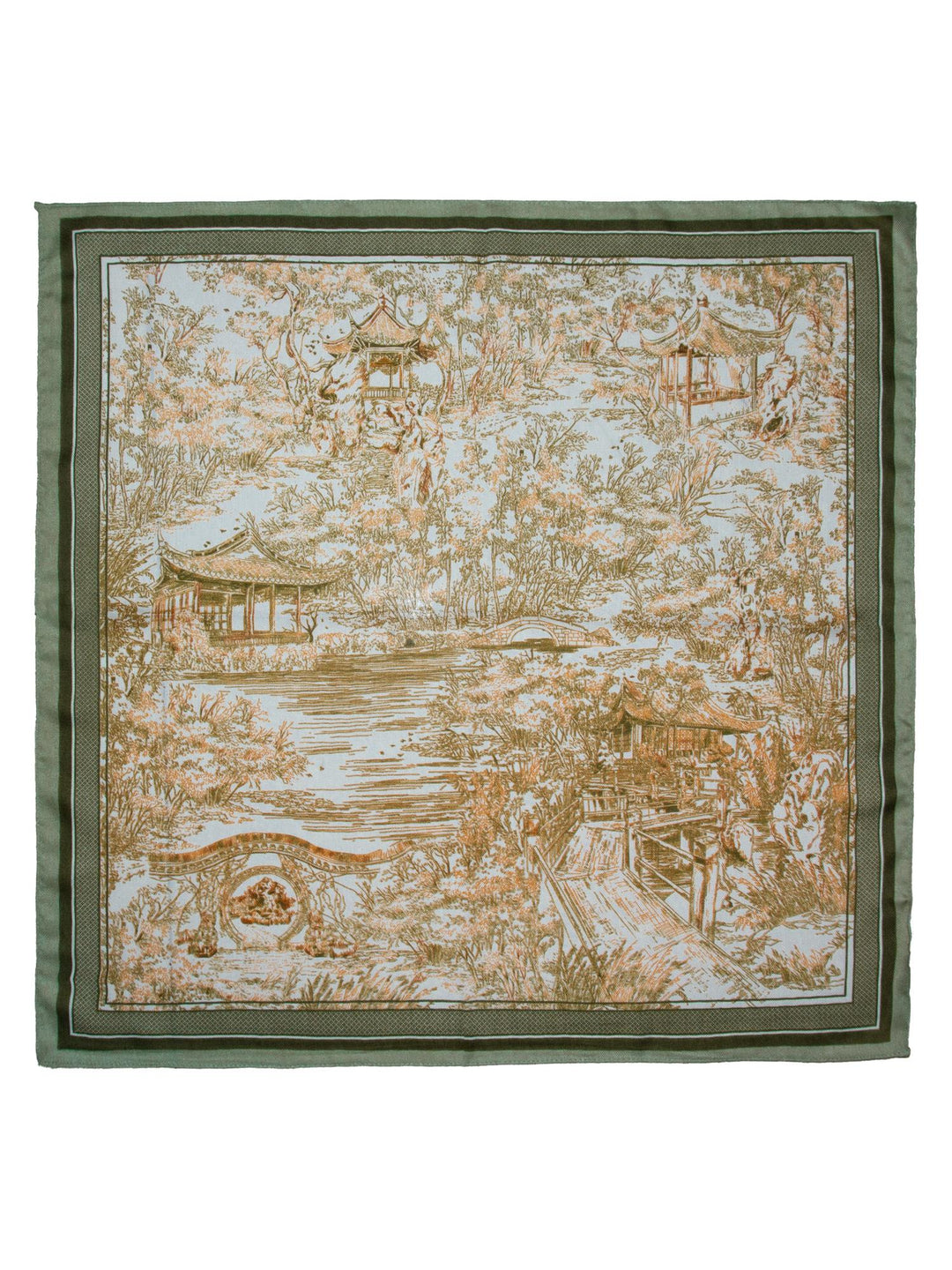 Skjerf m/landskap 65x65 Grønn