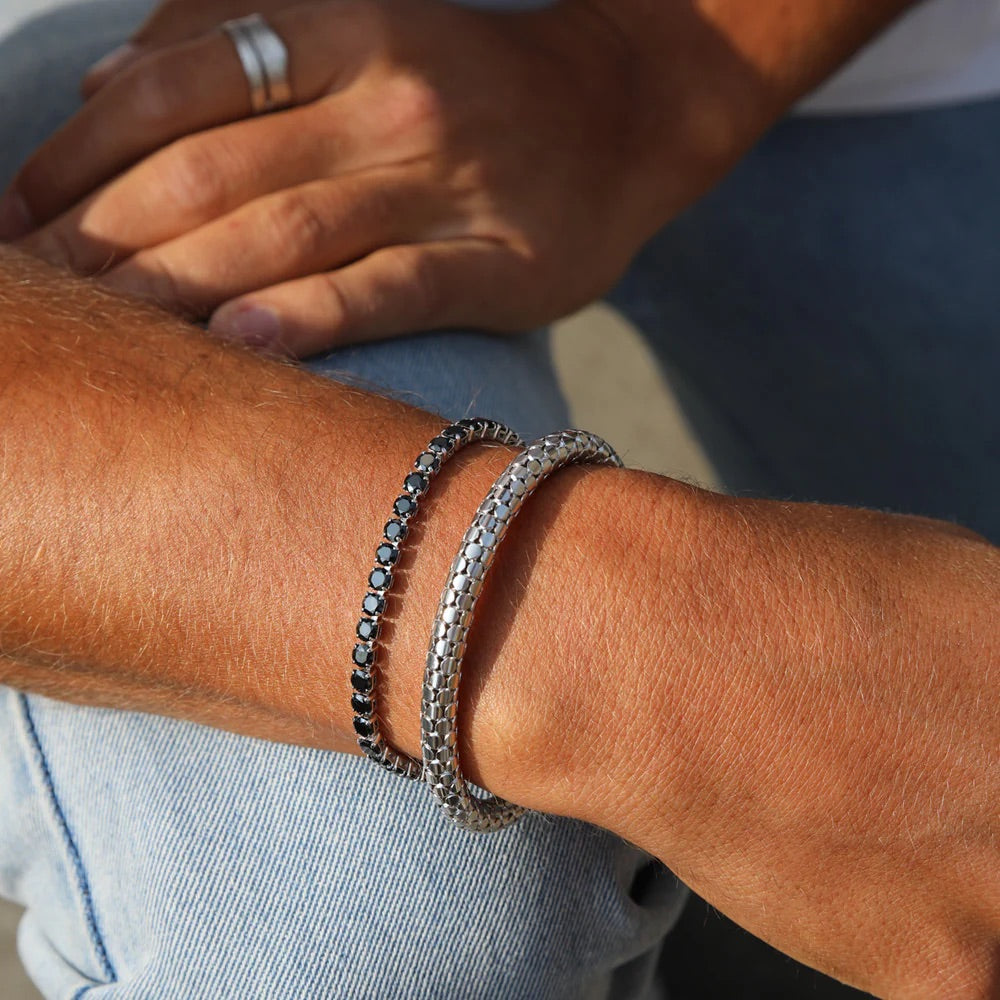 JET HEMATITE BRACELET RHODIUM  Jet Hematite