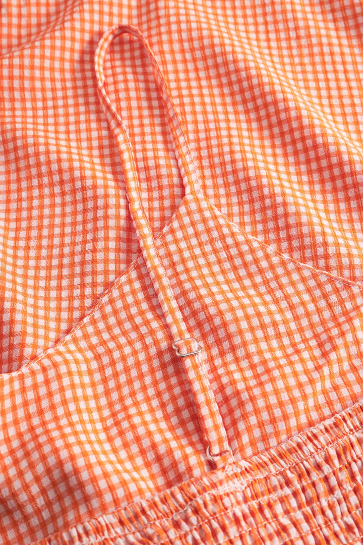 Mari Long Dress  Clay Checked