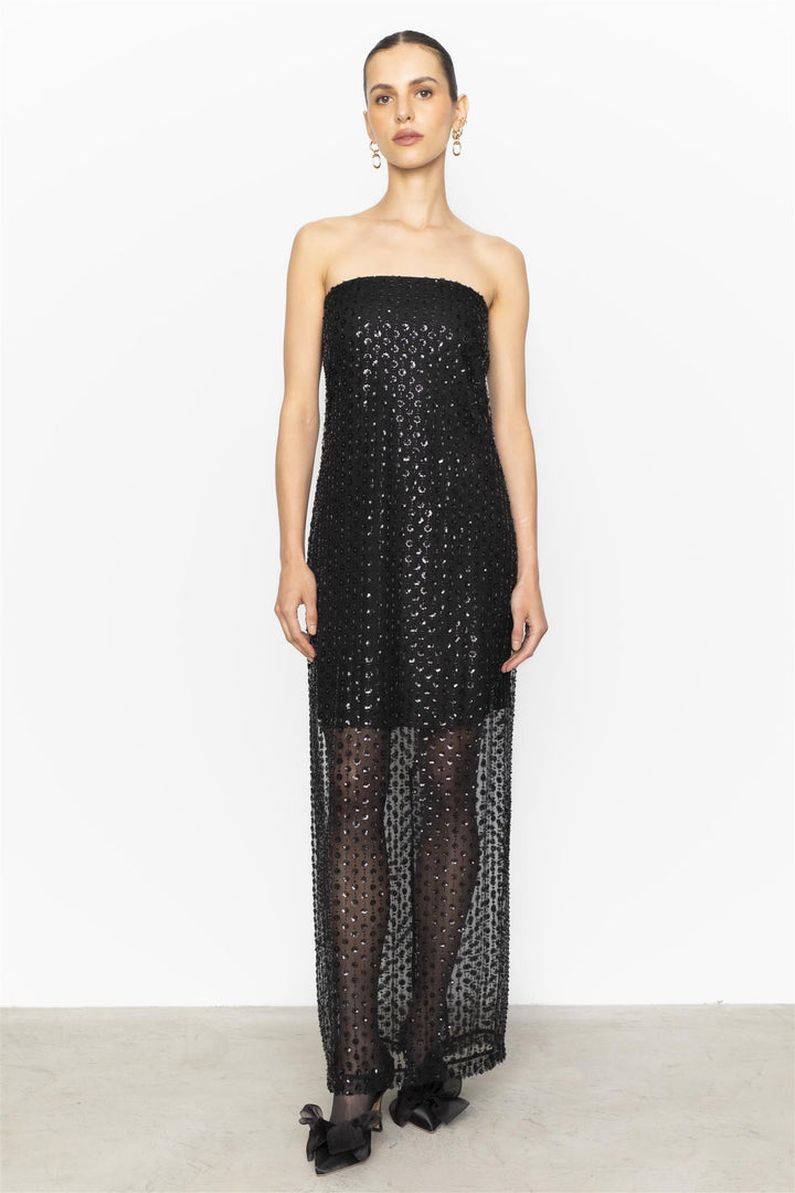 Giovanna Beaded Dress  Black