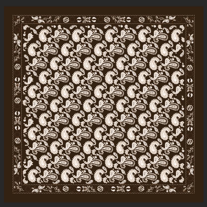 Skjerf paisley SILKE 70x70 Brun